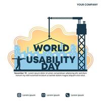 World Usability Day design with a construction of a building vector