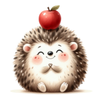 A hedgehog with an apple on its head png