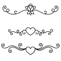 A set of decorative scroll frames with hearts png