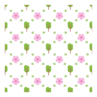 Flower and tree seamless pattern png