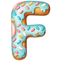 Letter F Donut Alphabet and Number with Sprinkles and Icing Design png