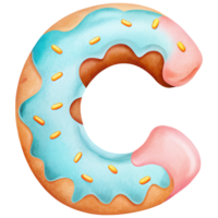 Letter C Donut Alphabet and Number with Sprinkles and Icing Design png