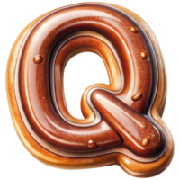 Letter Q Set of Chocolate Alphabet Letters Numbers with Glossy Finish and 3D Effect png