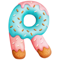Letter R Donut Alphabet and Number with Sprinkles and Icing Design png