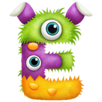 Letter E Monster Alphabet and Number with Cute Colorful Characters png