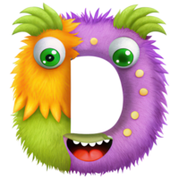 Letter D Monster Alphabet and Number with Cute Colorful Characters png