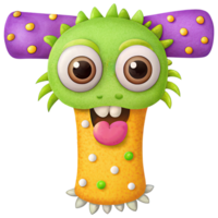 Letter T Monster Alphabet and Number with Cute Colorful Characters png