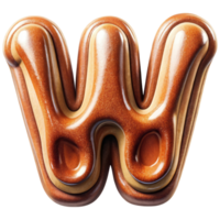 Letter W Set of Chocolate Alphabet Letters Numbers with Glossy Finish and 3D Effect png