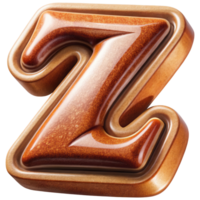 Letter Z Set of Chocolate Alphabet Letters Numbers with Glossy Finish and 3D Effect png