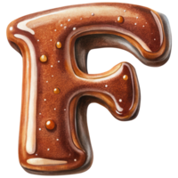 Letter F Set of Chocolate Alphabet Letters Numbers with Glossy Finish and 3D Effect png