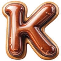 Letter K Set of Chocolate Alphabet Letters Numbers with Glossy Finish and 3D Effect png