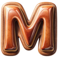 Letter M Set of Chocolate Alphabet Letters Numbers with Glossy Finish and 3D Effect png