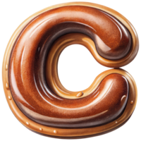 Letter C Set of Chocolate Alphabet Letters Numbers with Glossy Finish and 3D Effect png