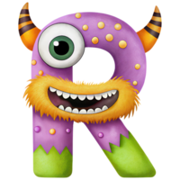Letter R Monster Alphabet and Number with Cute Colorful Characters png