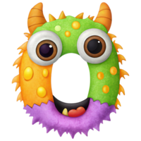 Letter O Monster Alphabet and Number with Cute Colorful Characters png