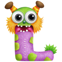 Letter L Monster Alphabet and Number with Cute Colorful Characters png