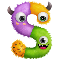 Letter S Monster Alphabet and Number with Cute Colorful Characters png