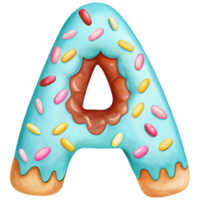 Letter A Donut Alphabet and Number with Sprinkles and Icing Design png