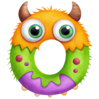 Letter O Monster Alphabet and Number with Cute Colorful Characters png