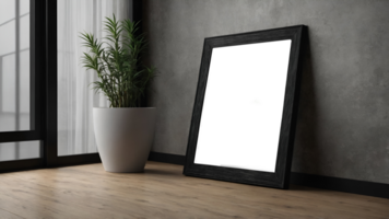 A mirror with a plant in front of it png