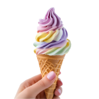 Chic Hand with Colorful Yogurt Ice Cream Cone png