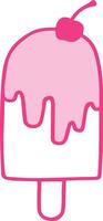 Cute colorful ice cream in pink color. Summertime refreshing dessert. vector