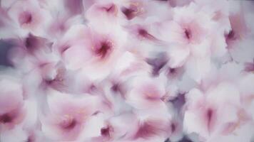 Elegant colorful floral background animation in the style of an abstract watercolor or oil painting with gently blending delicate cherry blossom flowers in soft color tones. video