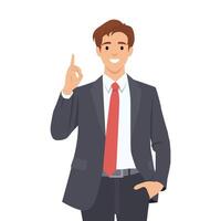 Happy businessman pointing up index finger gesture. vector
