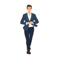 Businessman CEO executive manager in formal attire walking front view. vector