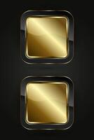 Set of two Luxury rectangles in premium design that used in premium web button for Black and gold button design. vector