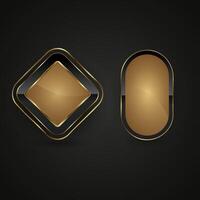 Two premium buttons , illustration are on the dark gradient background design. 2 Luxury rectangle, circle shapes buttons vector