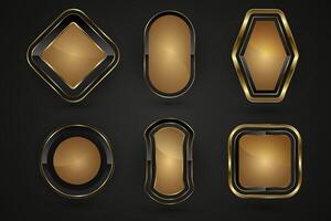 Set of six premium buttons , illustration are on the dark gradient background design. A groups of Luxury rectangle, circle, ovals and special shapes button vector