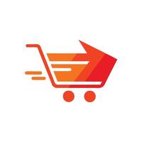 Stylish Cart and Arrow Logo Representing Fast Shopping vector