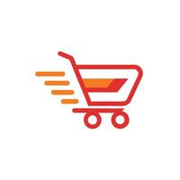 Simple Abstract Cart Logo with Arrow for Fast Shopping vector