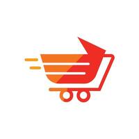 Minimalist Arrow and Cart Logo for Rapid Shopping vector