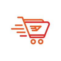 Minimalist Abstract Cart and Arrow Logo for Fast Shopping vector