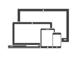 devices icon set front view isolated white background vector