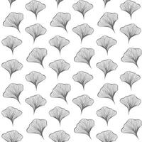 ginkgo pattern white black white line background vector