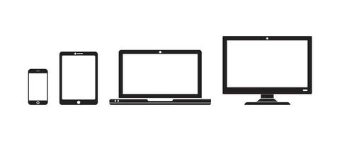 devices icon set lined up isolated white background vector
