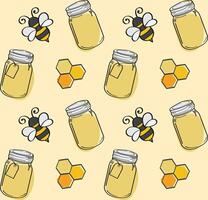 bee honeycomb pattern isolated yellow background vector