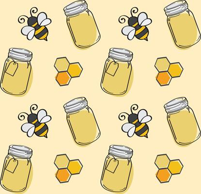 bee honeycomb pattern isolated yellow background