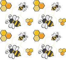 bee honey comb pattern isolated white background vector