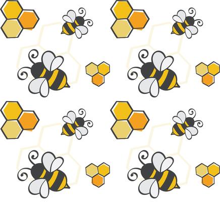 bee honey comb pattern isolated white background