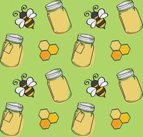 bee honeycomb pattern isolated green background vector