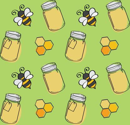 bee honeycomb pattern isolated green background