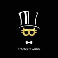 trader crypto creative logo design vector