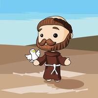 flat cartoon saint francis illustration vector