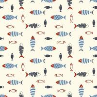abstract fish textile seamless pattern vector