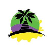 abstract palm tree beach silhouette vector