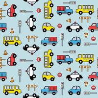 traffic road doodle textile pattern vector